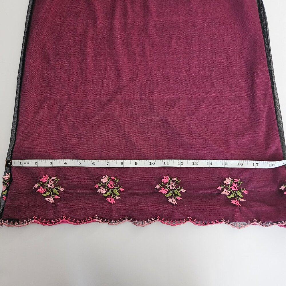 RARE VINTAGE Betsey Johnson New York Mesh Overlay Embroidered Skirt P - Picture 15 of 16